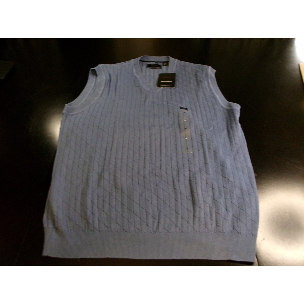 Greg Norman Mens Blue Diamond Knit V-Neck Sweater‎ Vest GNF7V111 Size Medium NWT